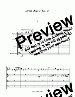 page one of String Quartet No 29 - Score and parts