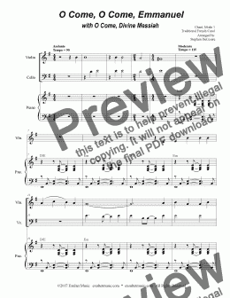 page one of O Come, O Come, Emmanuel with O Come, Divine Messiah (Duet for Violin and Cello)