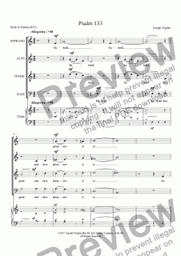 page one of Psalm 133 (for mixed chorus)