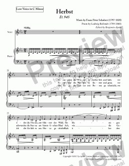 page one of Schubert - Herbst for for Low Voice in C Minor