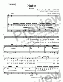 page one of Schubert - Herbst for for HIgh Voice in E Minor