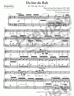 page one of Schubert - Du bist die Ruh for for High Voice in E-flat Major