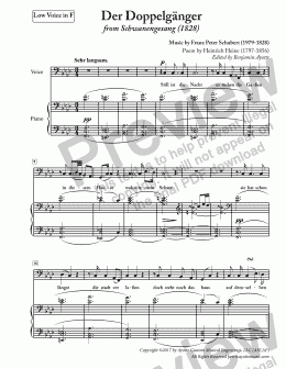 page one of Schubert - Der Doppelganger from Schwanengesang for Low Voice in F Minor