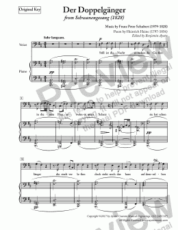 page one of Schubert - Der Doppelganger from Schwanengesang for High Voice in B Minor