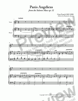 page one of Franck - Panis Angelicus from the Solemn Mass op. 12 for Low Voice in G major