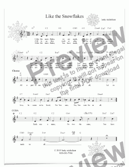 page one of Like The Snowflakes  - Lead Sheet