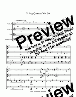 page one of String Quartet No. 30 - Score and parts