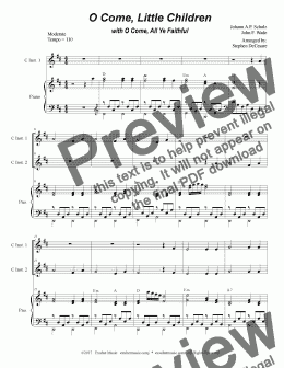 page one of O Come, Little Children with O Come, All Ye Faithful (Duet for C-Instruments)