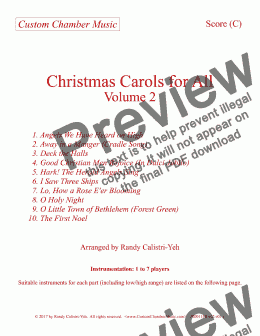 page one of Christmas Carols for All, Volume 2 (for C instruments)