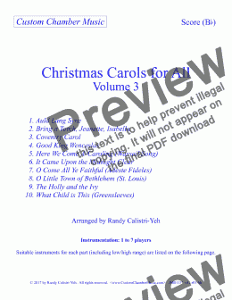 page one of Christmas Carols for All, Volume 3 (for Bb instruments)