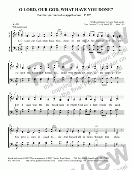 page one of O Lord, Our God, What Have You Done? (SATB mixed a cappella choir)