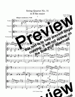 page one of String Quartet No 31 in B flat major - Score and parts