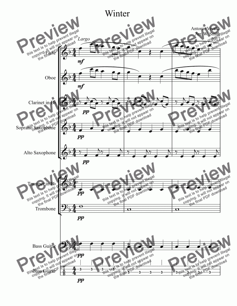 Download Winter ( Vivaldi) - Download Sheet Music PDF file