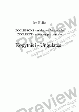 page one of KOPYTNÍCI (Ungulates) pro cembalo