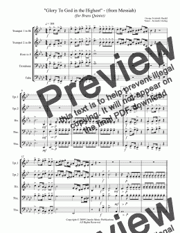 page one of Handel - "Glory To God in the Highest" - (from Messiah) (for Brass Quintet)