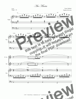 page one of Ave Maria (Duet for Bb-Trumpet & French Horn - Organ Accompaniment)