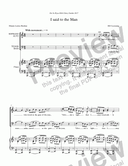 page one of "I Said to the Man" for SATB choir and piano