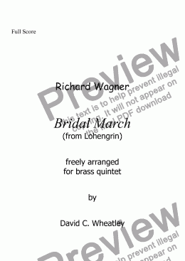 page one of Bridal March (Lohengrin) for brass quintet