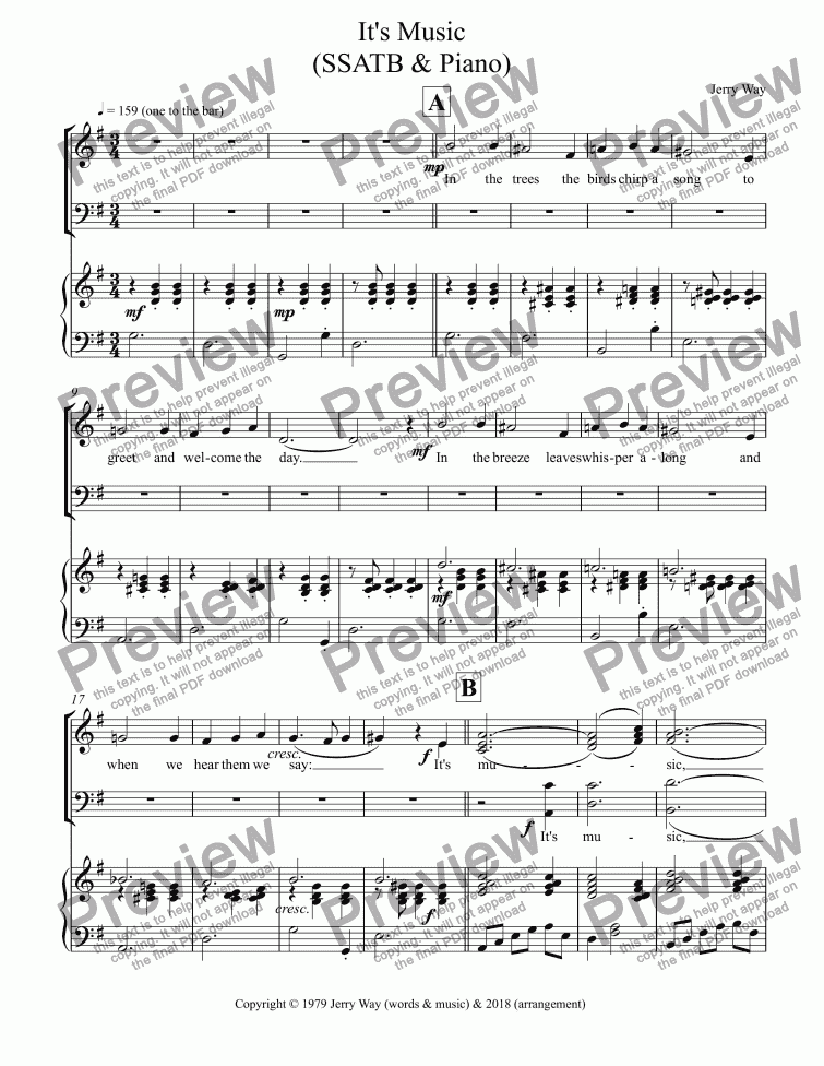 It's Music (SSATB & Piano) - Download Sheet Music PDF file