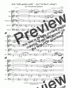 page one of Bach - Aria "sulla quarta corda" - “Air on the G-String" (Woodwind Quintet)