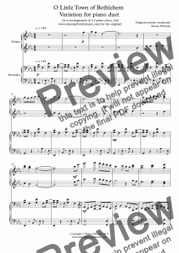 page one of O Little Town of Bethlehem  Variations for piano duet