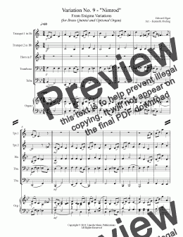 page one of Elgar - No. 9. "Nimrod" from Enigma Variations (for Brass Quintet and optional Organ)