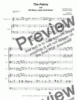 page one of The Palms (with All Glory, Laud, and Honor) (for String Quartet)