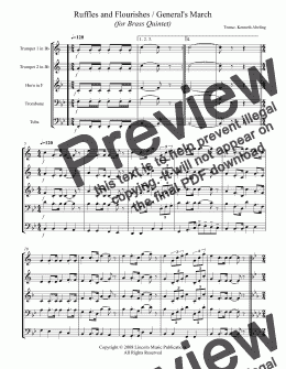 page one of March - The General's & Flag Officer's Marches (for Brass Quintet)