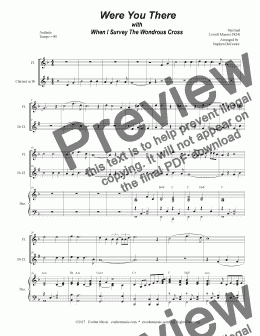 page one of Were You There (with When I Survey The Wondrous Cross) (Duet for Flute and Bb-Clarinet)