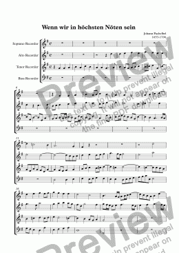 page one of Wenn wir in höchsten Nöten sein (Pachelbel)