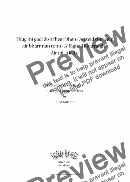 page one of Thug mi gaol do'n fhear bhàn / An tèid thu leam air bhàrr nan Ttnn / A' fàgail Bharraigh / Air fail a lail o