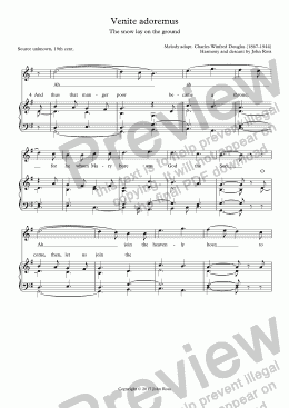 page one of Venite adoremus (The snow lay on the ground) - Descant & reharmonization