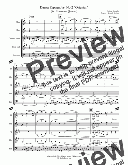 page one of Granados - Danza Espagnola - No.2 "Oriental" (for Woodwind Quintet)