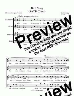 page one of Bird Song (SATB Choir) - Full Score