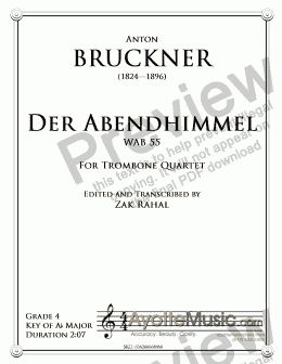 page one of Bruckner - Der Abendhimmel