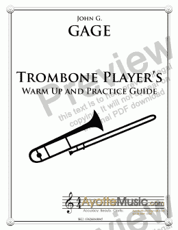 page one of Gage - Trombone Players Warm Up and Practice Guide