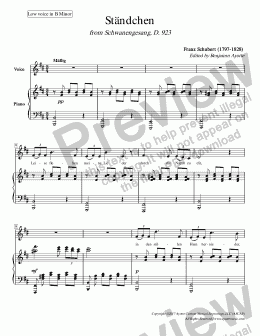 page one of Schubert - Standchen for Low Voice in B minor