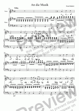 page one of Schubert - An Die Musik for Medium Voice in D Major