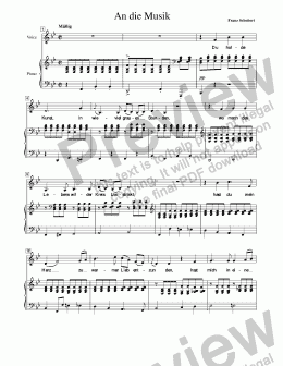 page one of Schubert - An Die Musik for Low Voice in B-flat Major