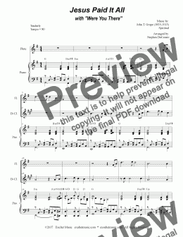 page one of Jesus Paid It All (with Were You There) (Duet for Flute & Bb-Clarinet)