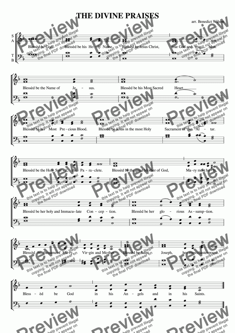 The Divine Praises Download Sheet Music Pdf File