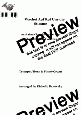 page one of Wachet Auf Ruf Uns die Stimme