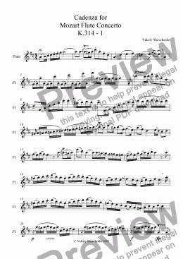 page one of Cadenza for Mozart Flute Concerto K.314 - 1