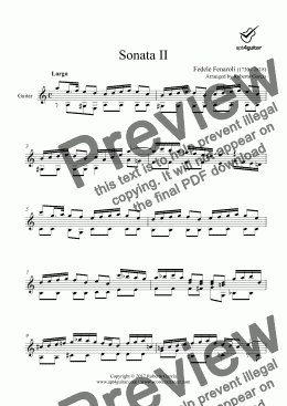 page one of Sonata II for solo guitar