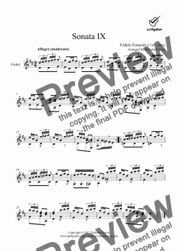 page one of Sonata IX for solo guitar