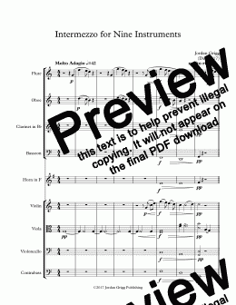 page one of Intermezzo for Nine Instruments - Score and parts