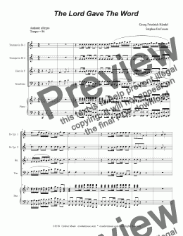 page one of The Lord Gave The Word (for Brass Quartet)