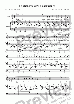 page one of La chanson la plus charmante (Edgar Letellier / Victor Hugo)