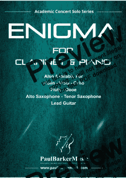 page one of Enigma  (Clarinet & Piano)