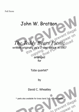 page one of Teddy Bears Picnic for tuba quartet